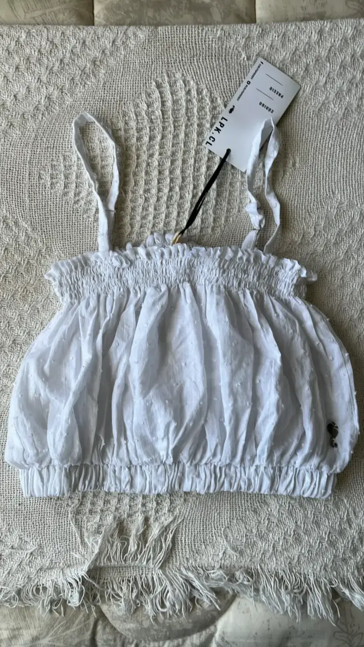 Blusa crop blanca con tirantes Lolita Pocket