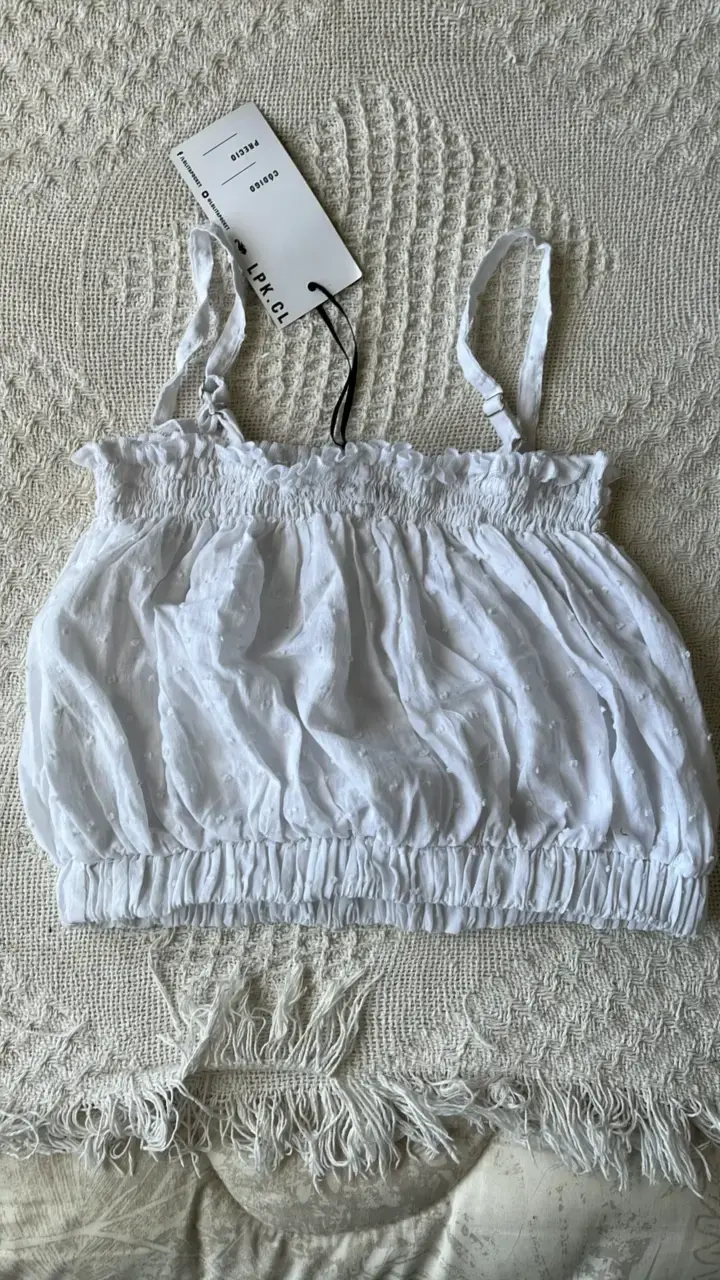 Blusa crop blanca con tirantes Lolita Pocket - 3