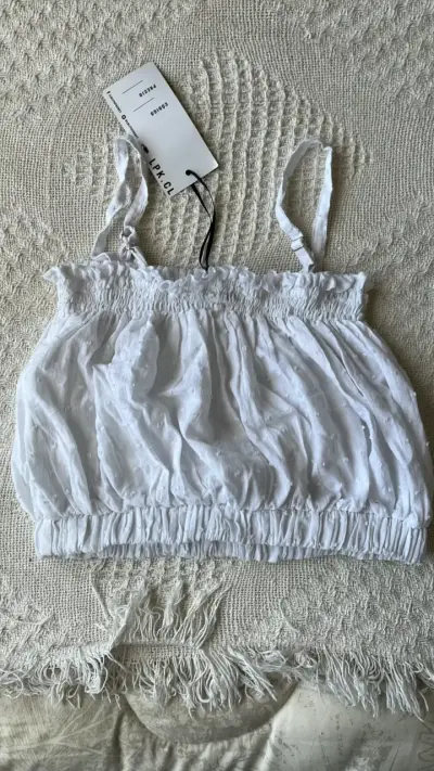 Blusa crop blanca con tirantes Lolita Pocket - miniatura 3
