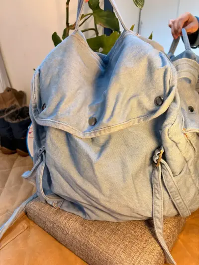 Bolso de lona azul claro con correas ajustables - miniatura 3