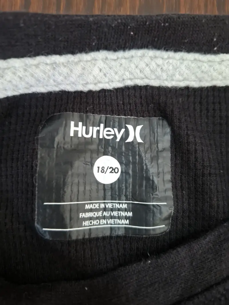 Polera manga larga negra Hurley para hombre - 3