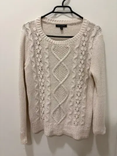 Suéter de punto beige Banana Republic con diseño trenzado - miniatura 1