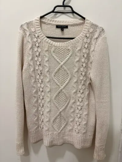 Suéter de punto beige Banana Republic con diseño trenzado - miniatura 2