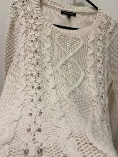 Suéter de punto beige Banana Republic con diseño trenzado - miniatura 4