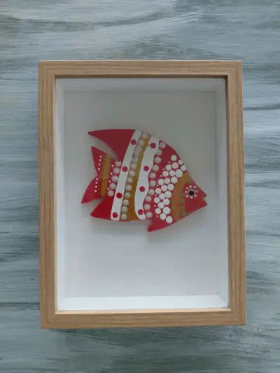 🌊Cuadro decorativo  pez de madera pintado a mano - miniatura 2