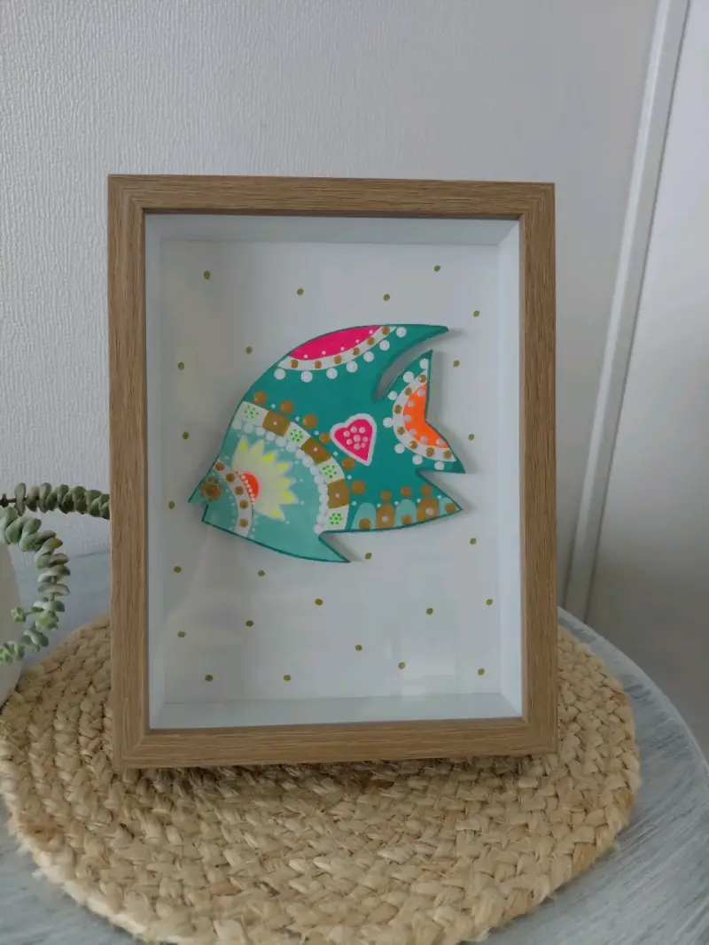 🌊Cuadro decorativo  pez de madera pintado a mano