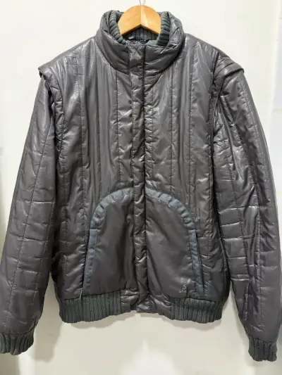 Chaqueta acolchada gris desmontable para hombre - miniatura 1