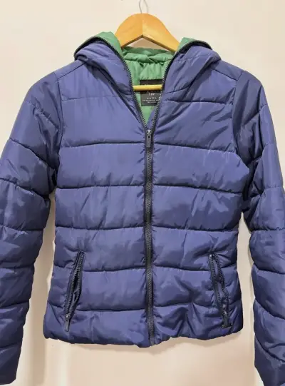 Chaqueta acolchada azul con capucha Zara - miniatura 1