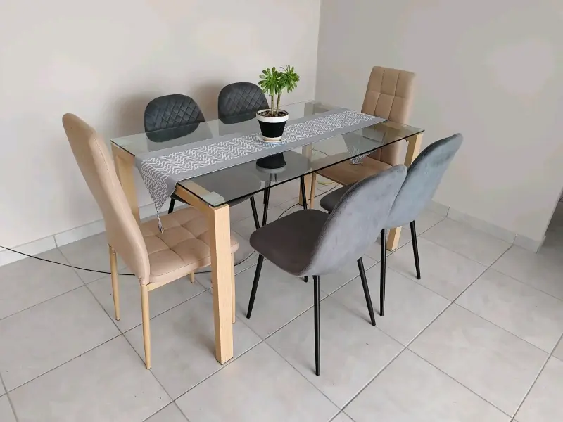 Juego de Comedor Vidrio con 6 Sillas