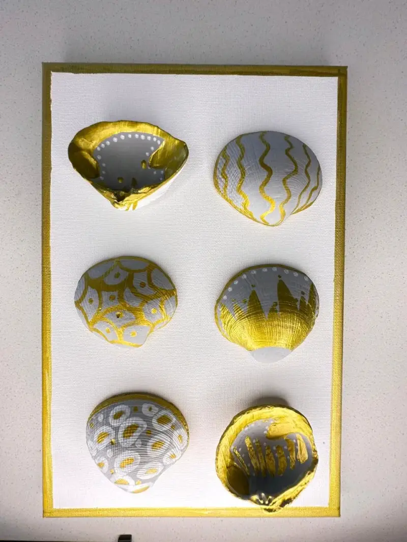 🌊Cuadro decorativo con conchas pintadas a mano
