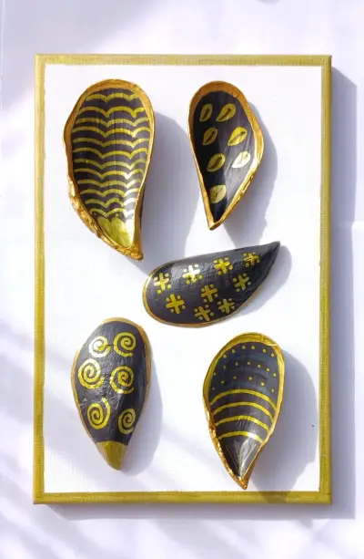 🌊Cuadro decorativo con conchas pintadas a mano - miniatura 3