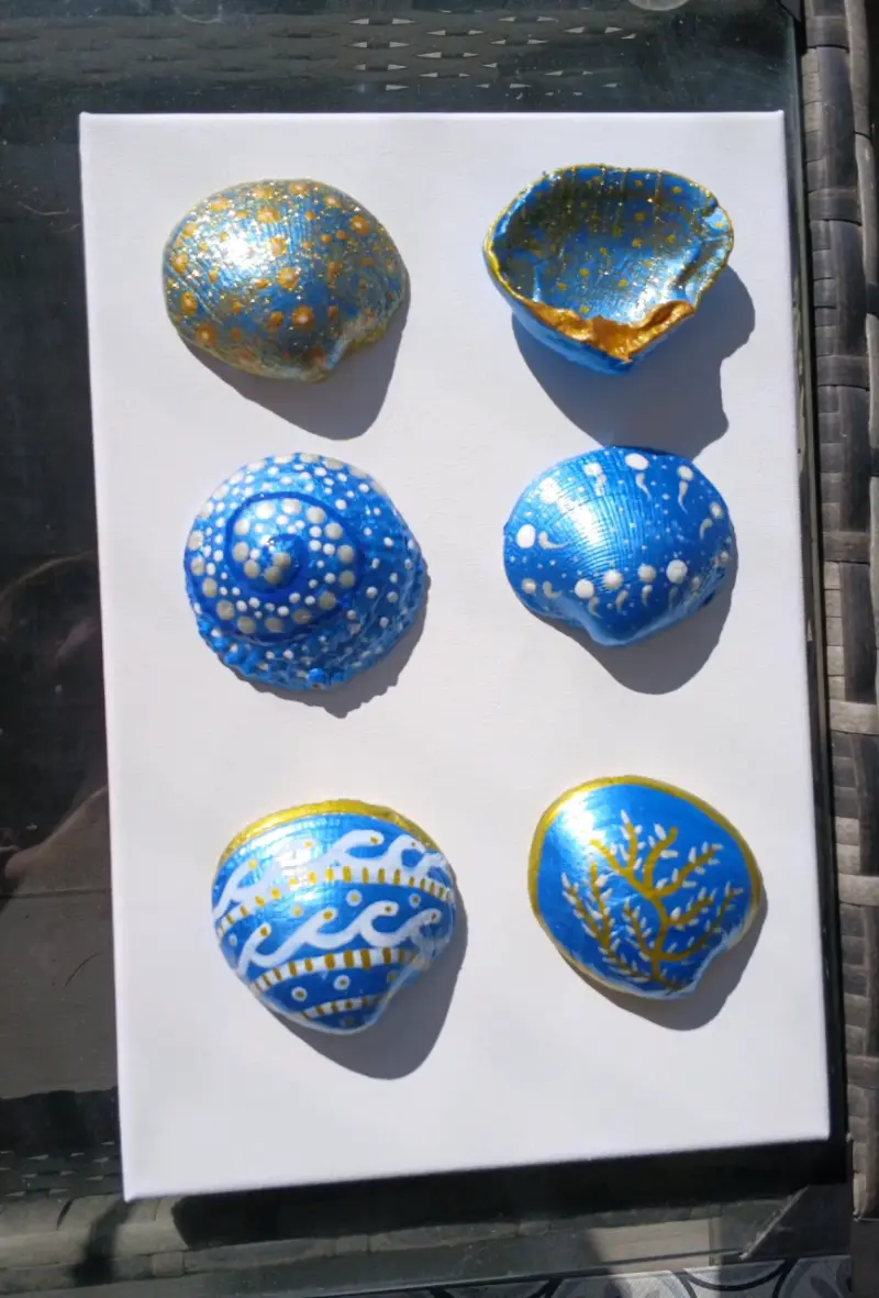 🌊Cuadro decorativo con conchas pintadas a mano - 5