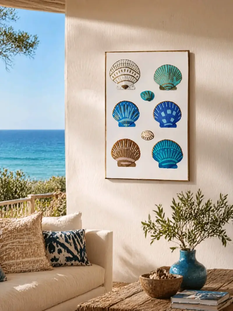 🌊Cuadro decorativo con conchas pintadas a mano - 6