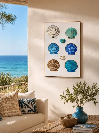 🌊Cuadro decorativo con conchas pintadas a mano - miniatura 6