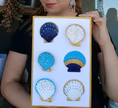 🌊Cuadro decorativo con conchas marinas pintadas a - miniatura 1