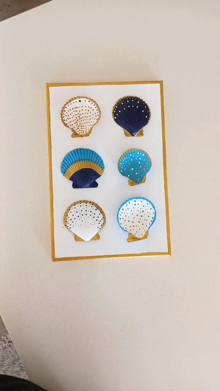 🌊Cuadro decorativo con conchas marinas pintadas a - 2