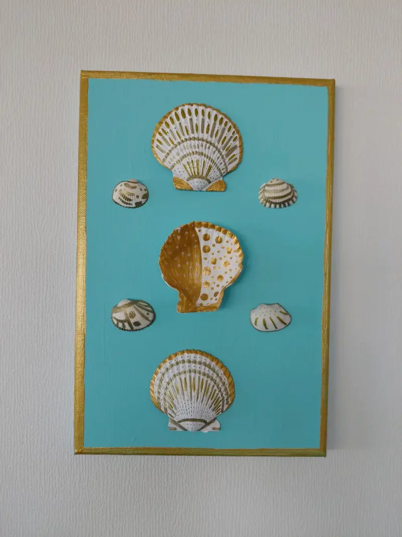 🌊Cuadro decorativo con conchas marinas pintadas a - 3