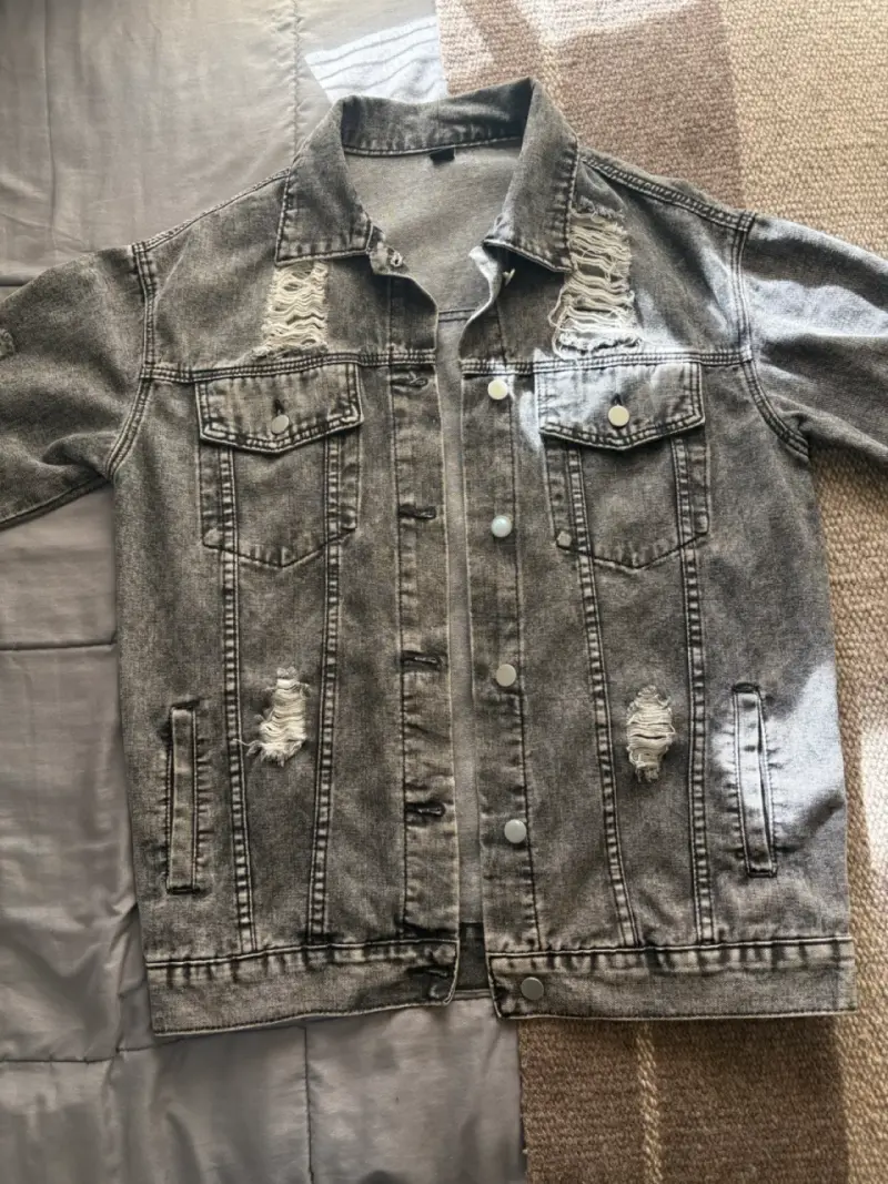 Chaqueta de mezclilla gris mujer