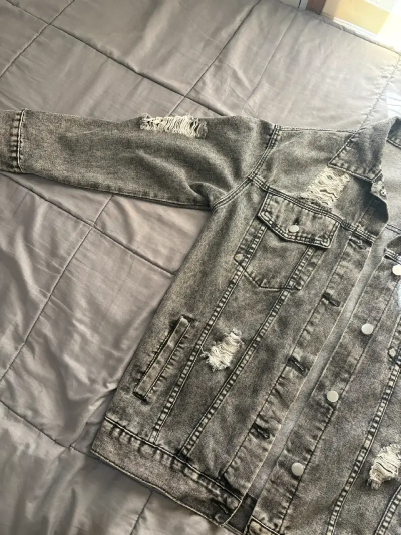 Chaqueta de mezclilla gris mujer - 2