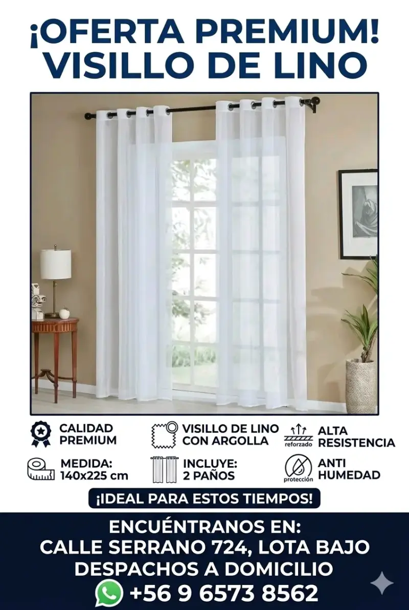 Visillo de lino blanco con argollas - 2