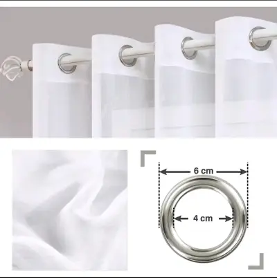 Visillo de lino blanco con argollas - miniatura 4