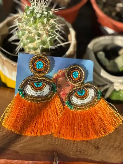 Aros artesanales  bordados - miniatura 2