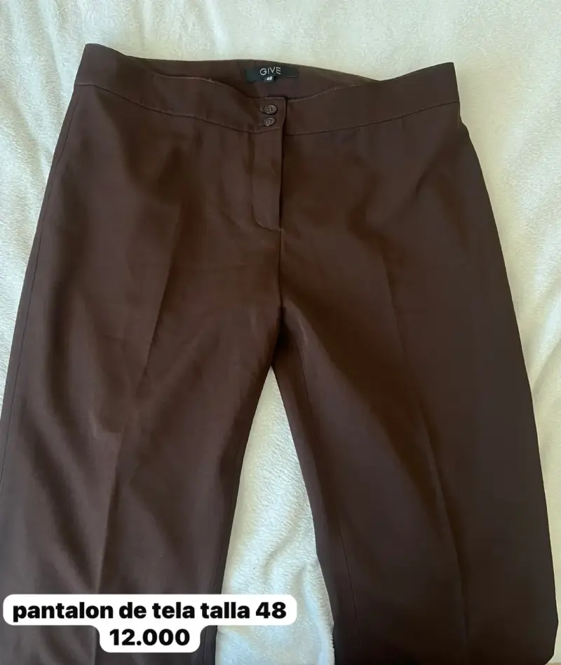 Pantalón de Tela Marrón Talla 48