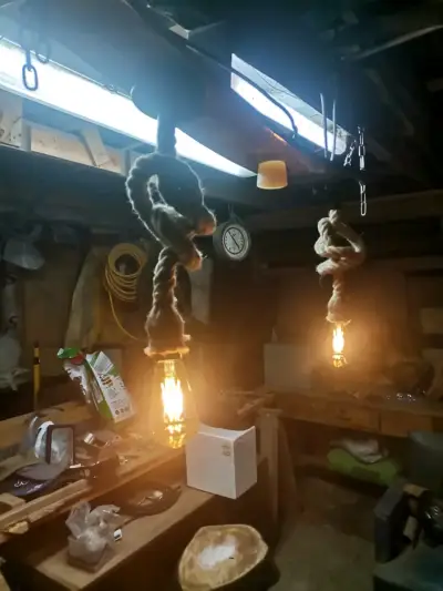 Lámpara colgante rústica de cuerda doble - miniatura 3