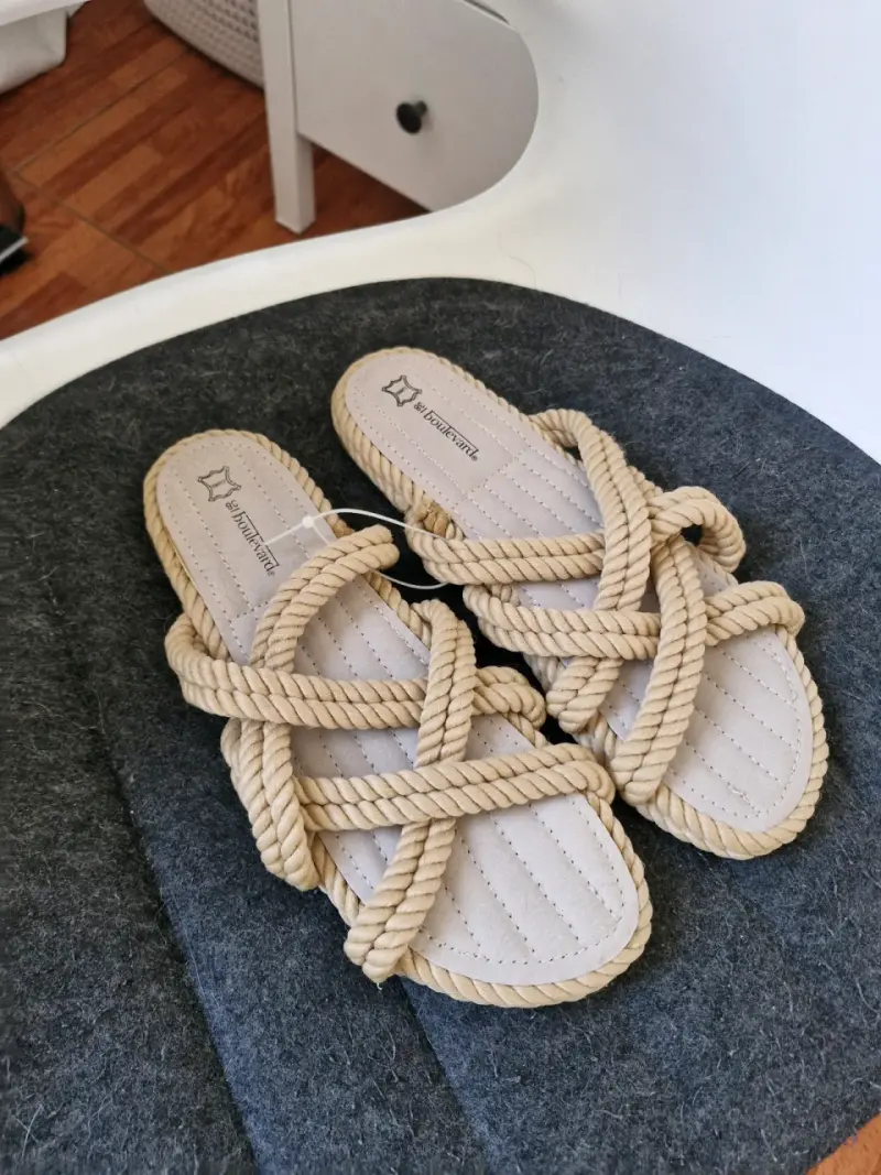 Sandalias de cuerda beige para mujer - 2