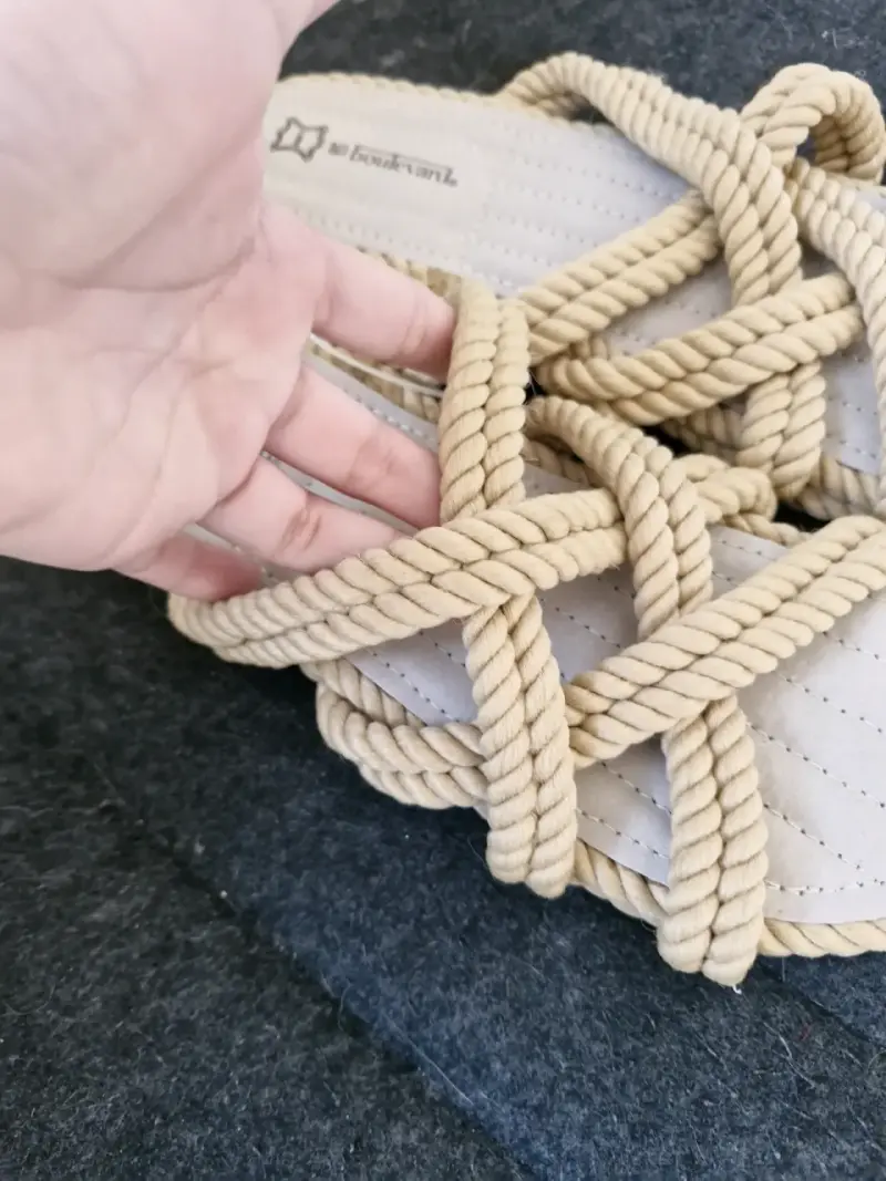 Sandalias de cuerda beige para mujer - 4