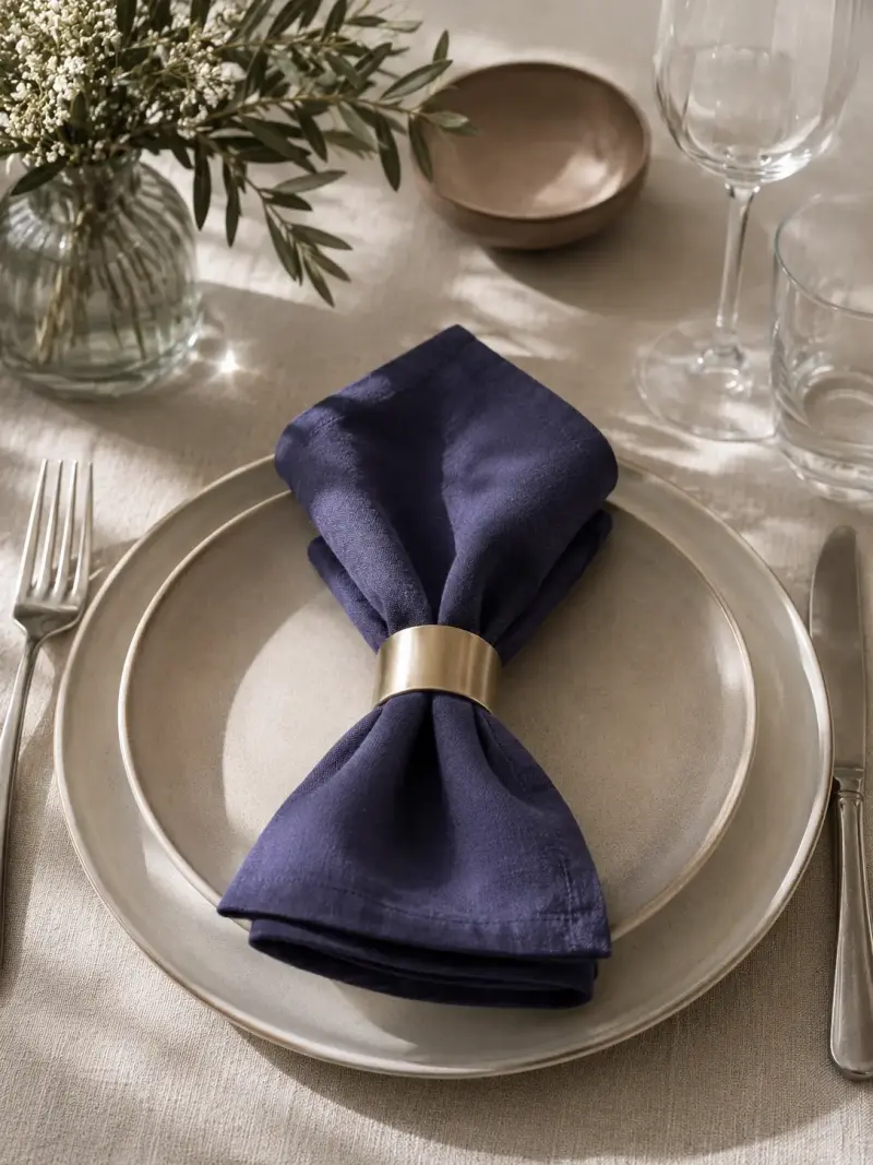 Set de 12 servilletas de lino azul