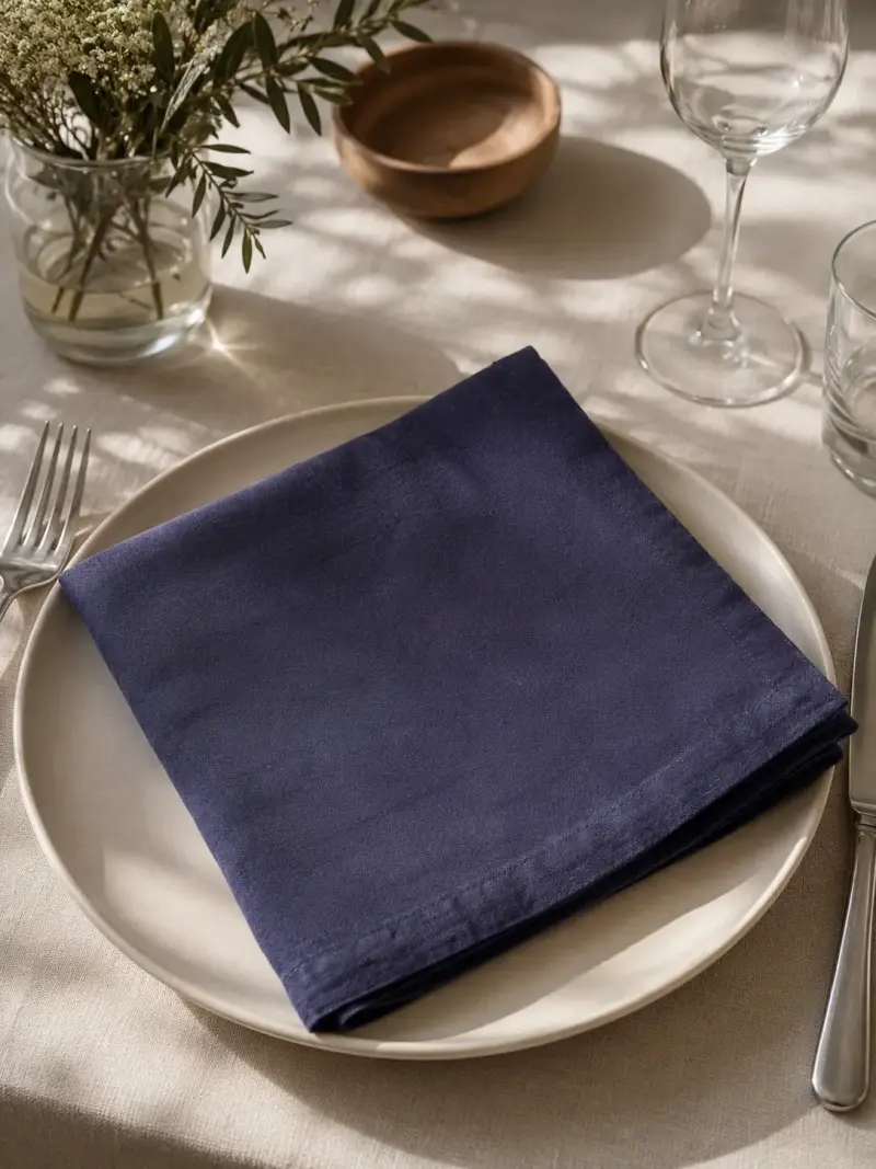 Set de 12 servilletas de lino azul - 2