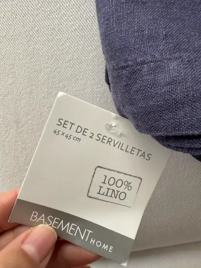Set de 12 servilletas de lino azul - miniatura 3