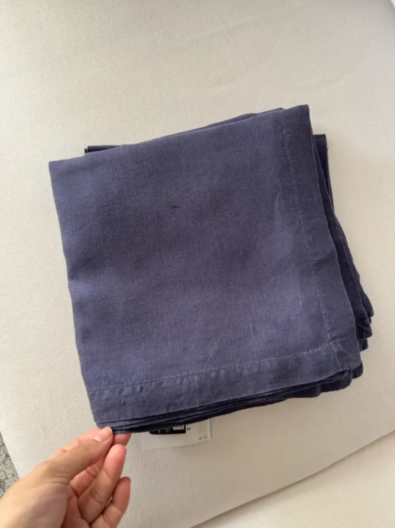 Set de 12 servilletas de lino azul - 4