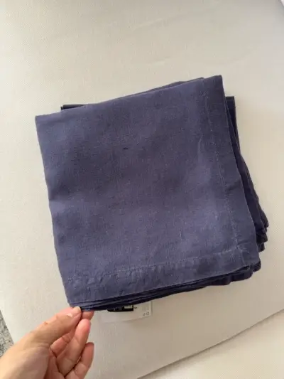Set de 12 servilletas de lino azul - miniatura 4