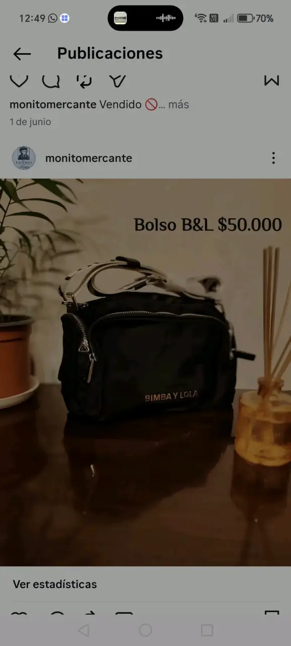 Bolso negro Bimba y Lola con correas blancas