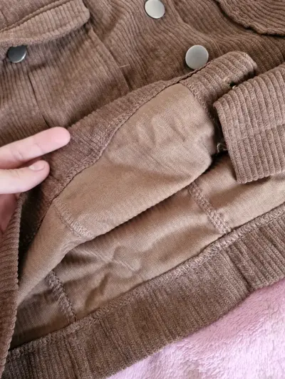 Falda corta de pana marrón con bolsillos - miniatura 3