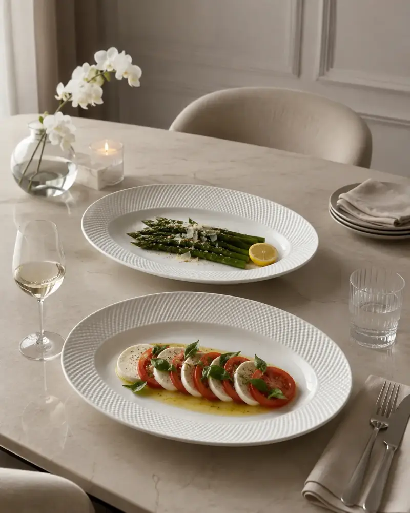 Set de Fuentes Ovaladas de Porcelana Blanca