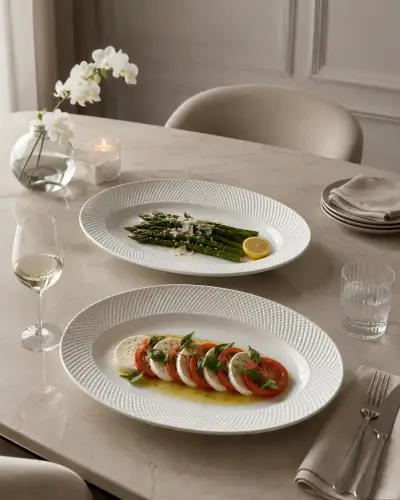 Set de Fuentes Ovaladas de Porcelana Blanca - miniatura 1