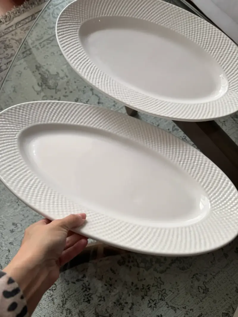 Set de Fuentes Ovaladas de Porcelana Blanca - 2