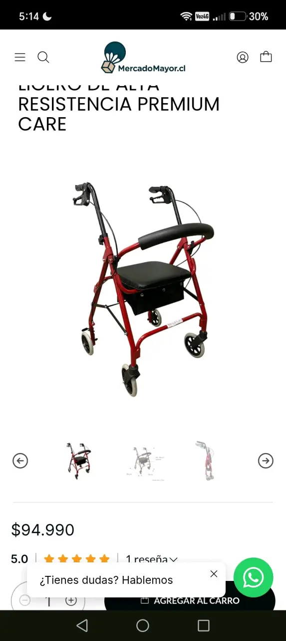 Andador plegable con asiento y frenos