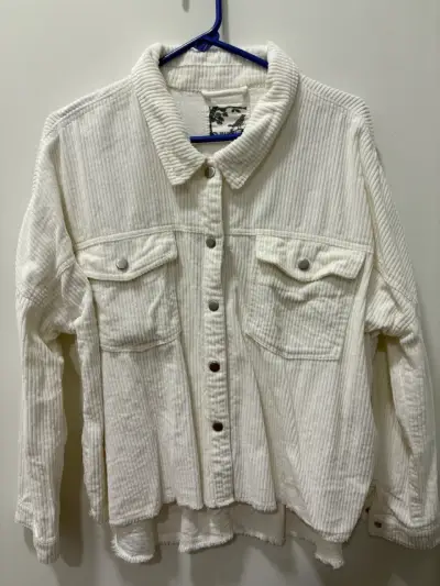 Chaqueta de pana blanca con bolsillos - miniatura 1