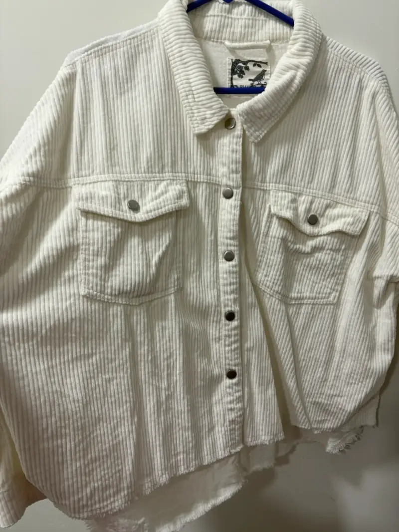 Chaqueta de pana blanca con bolsillos - 2
