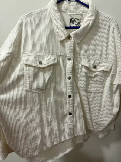 Chaqueta de pana blanca con bolsillos - miniatura 2