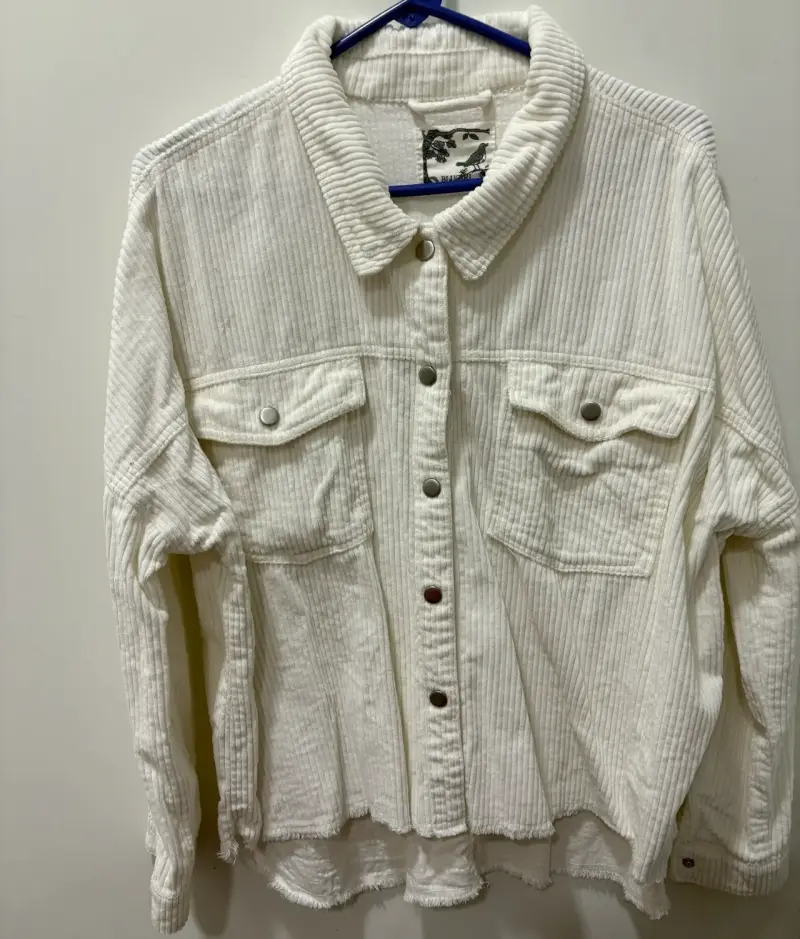Chaqueta de pana blanca con bolsillos - 3