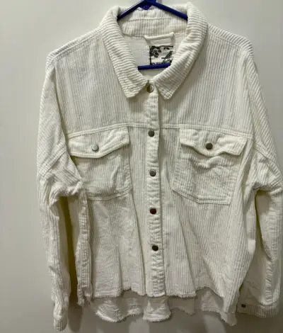 Chaqueta de pana blanca con bolsillos - miniatura 3