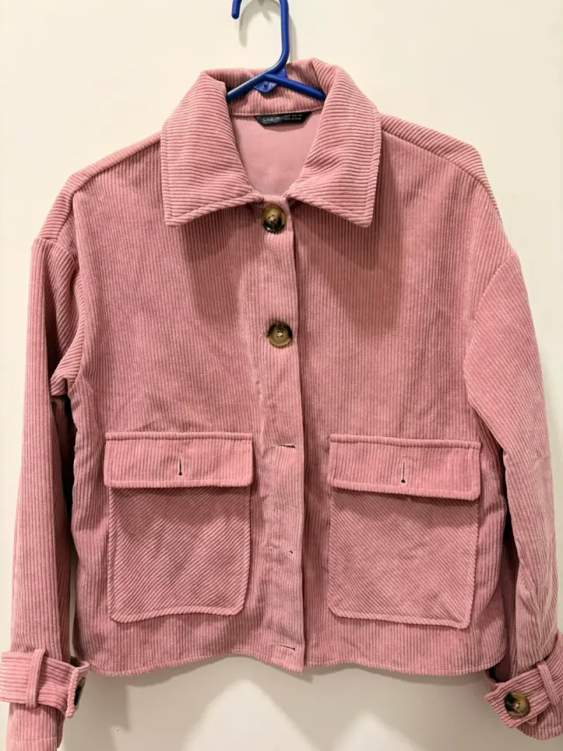 Chaqueta de pana rosa para mujer - 1