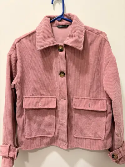 Chaqueta de pana rosa para mujer - miniatura 1