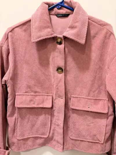 Chaqueta de pana rosa para mujer - miniatura 2