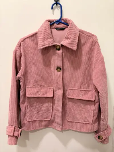 Chaqueta de pana rosa para mujer - miniatura 3